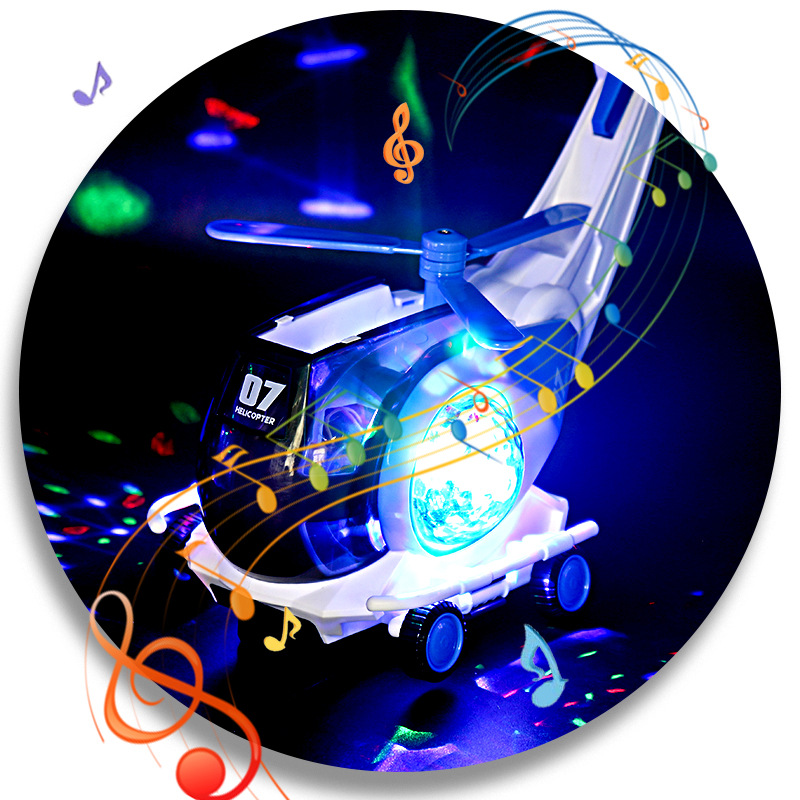 Transfronterizo nuevo helicóptero universal eléctrico con luz de música hélice helicóptero giratorio puesto de juguete