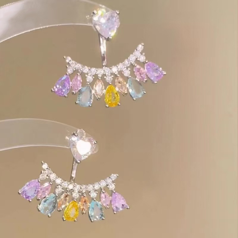 Pendientes de flores de color dopamina Pendientes dulces y frescos de primavera y verano Pendientes pequeños y elegantes de alta gama para mujer