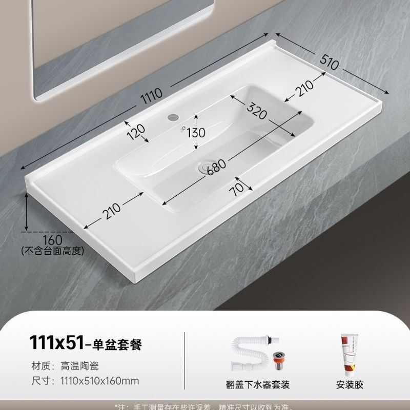 Ceramic integrated basin single embedded bathroom cabinet single basin washbasin washstand washbasin