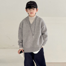 男童秋冬款毛衣假两件儿童冬季加厚针织衫2025新款中大童装冬装潮