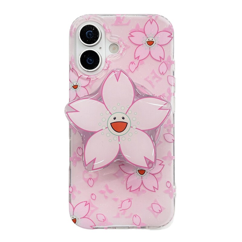 日本と韓国のライトラグジュアリーフラワー磁気ホルダーiPhone16Promaxトレンディブランド14アートApple15携帯電話ケースに適しています|undefined