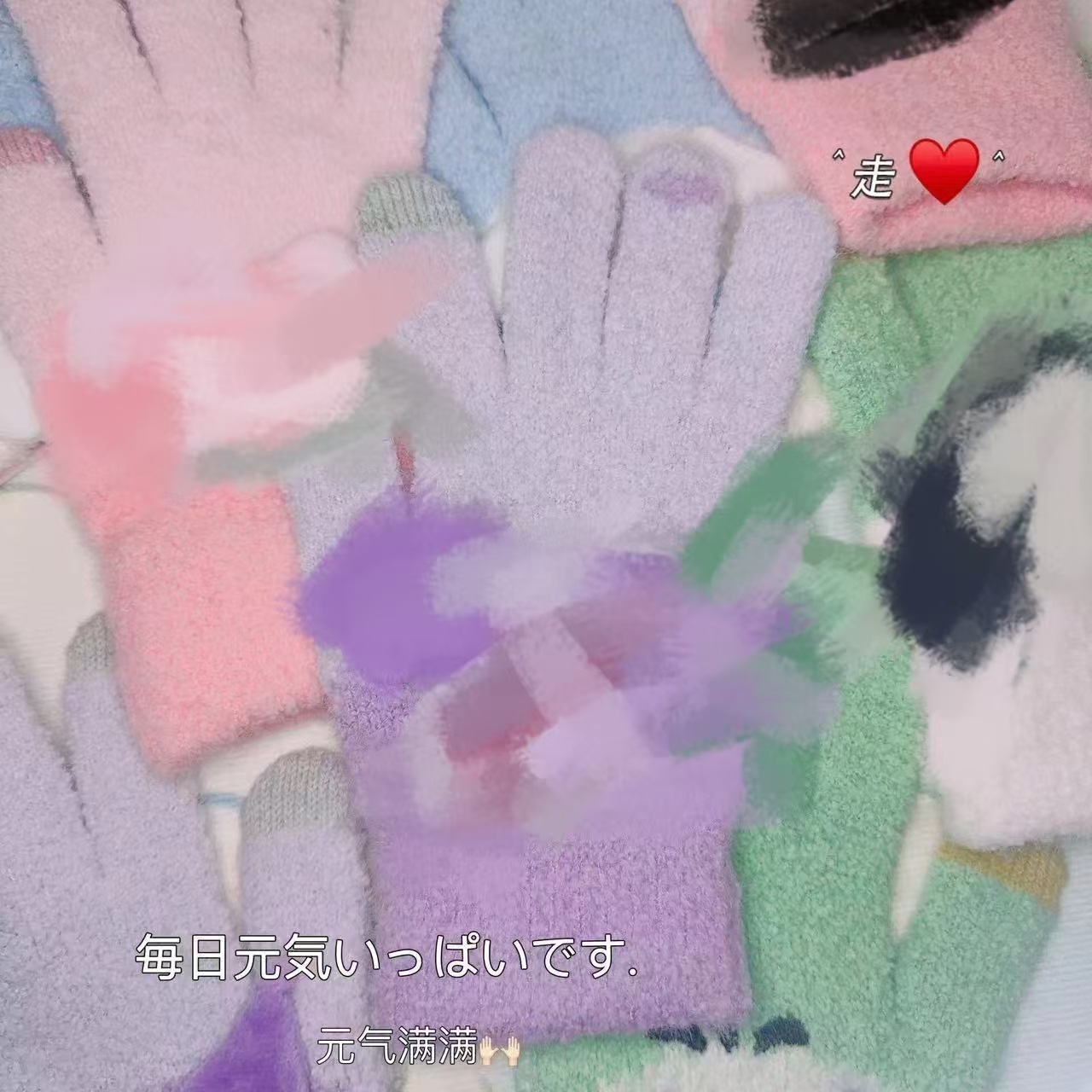 Fábrica al por mayor de alto aspecto tridimensional oído pantalla táctil guantes calientes a prueba de frío adulto niña coreana guantes de cinco dedos