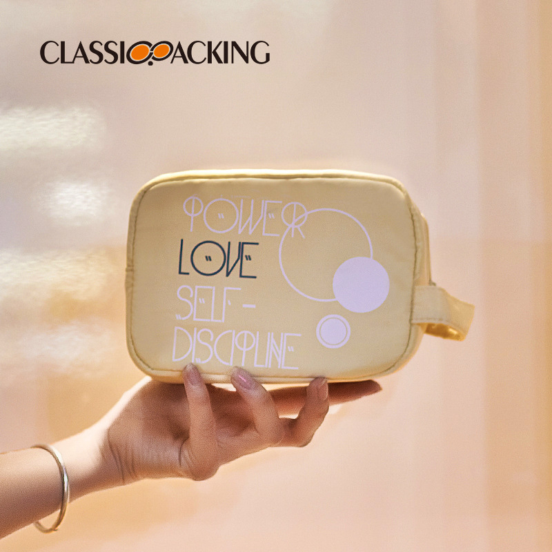 Bolsa de cosméticos portátil de estilo coreano simple bolsa de almacenamiento de cosméticos bolsa de lavado portátil con logotipo impreso
