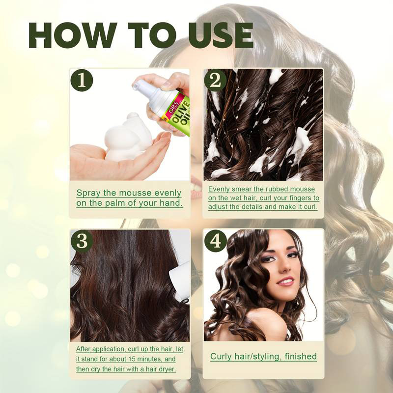 Mousse de estilo transfronterizo Olive Oil ORS Shaping spray para el cabello mousse de espuma de goma seca esponjosa