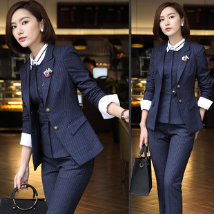 965 business attire women's suit striped suit women's temperament business OL formal suit hotel manager's work clothes