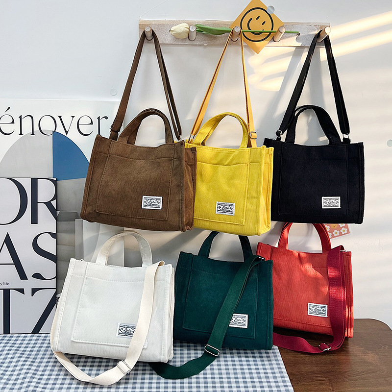 Corduroy 2024 New Small Square Bag Korean ins Bag Export Trendyy Handbag Shoulder Bag Cross-border Women's Bag