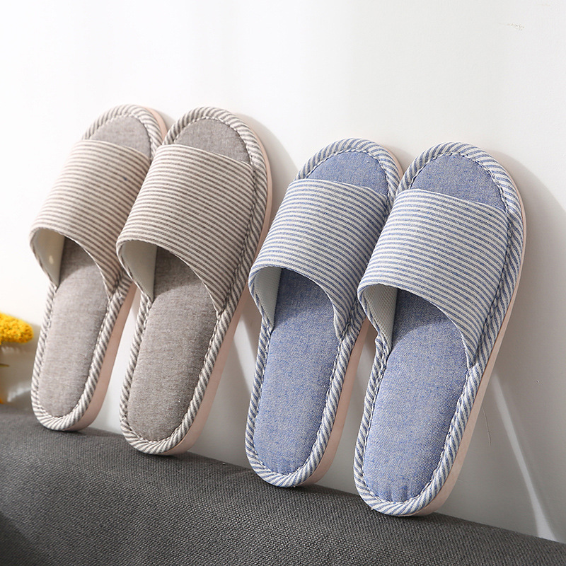 Slippers for Women and Men Home Indoor Non-Slip Household Four-Season Home Floor Cotton and Linen Soft Bottom Spring and Summer Linen Slippers Wholesale