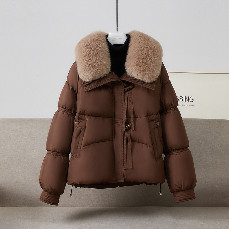 Comercio exterior ropa de algodón de cuello de cabello para mujeres 2025, nueva moda coreana de invierno con chaqueta de algodón de plumón tendencia transfronteriza image 2