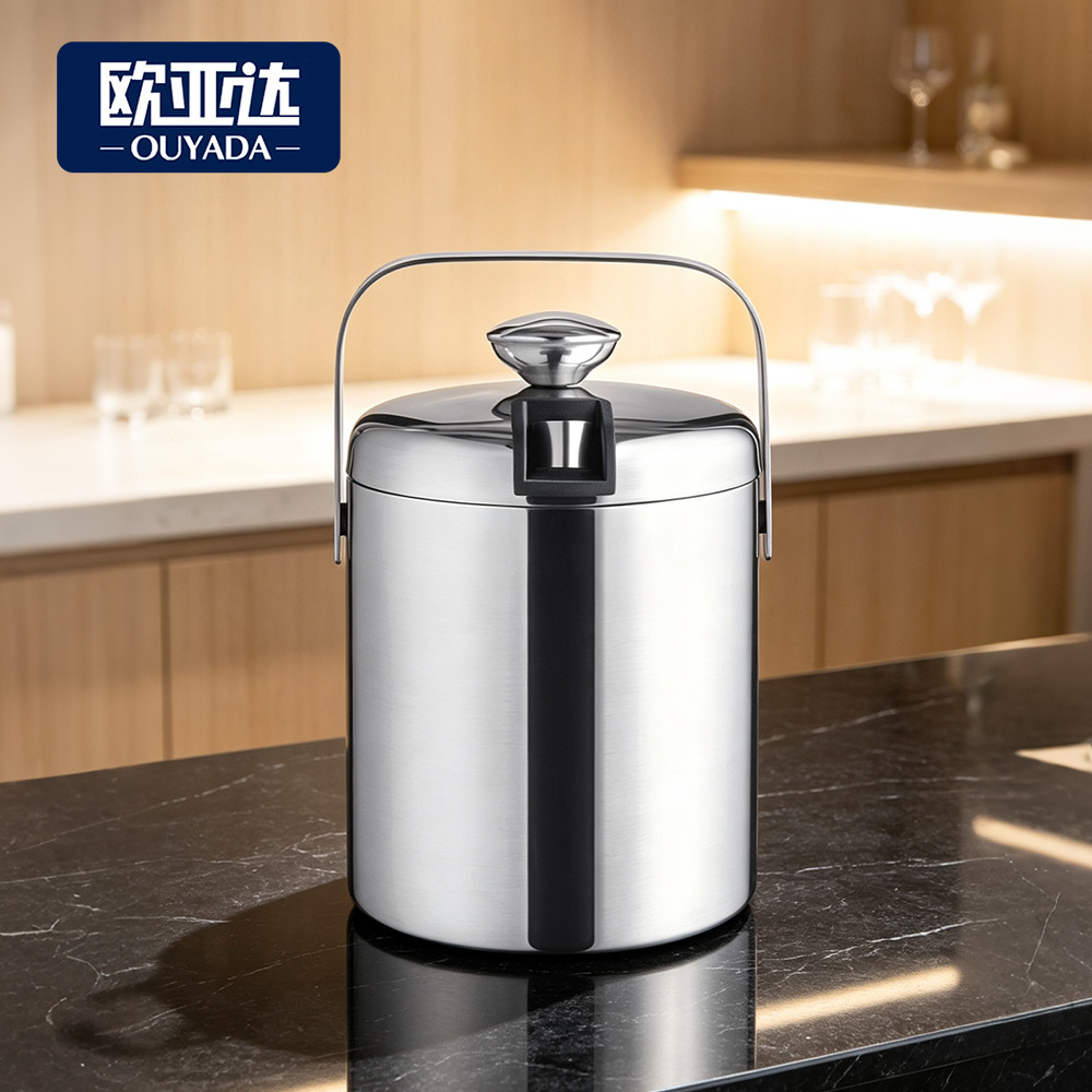handheld double-layer ice bucket stainless steel