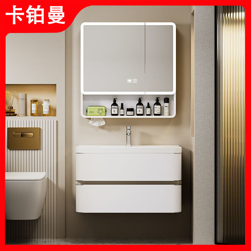 Stainless Steel Bathroom Cabinet Combination, Bathroom Ceramic Integrated Washbasin, Washstand, Smart Bathroom