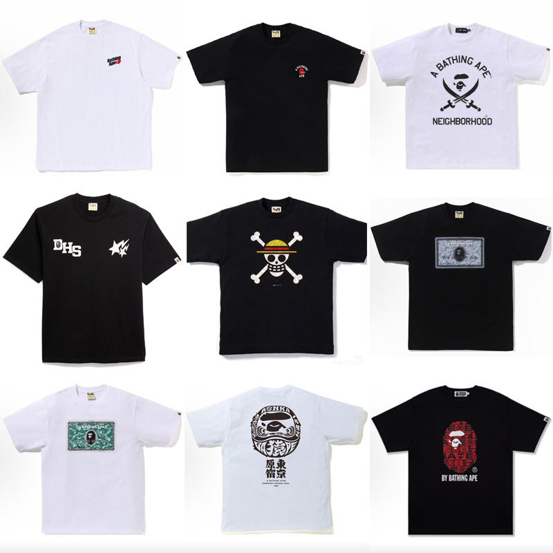 日系纯棉猿人头潮牌BAPE跨境外贸批发重磅短袖宽松男女T恤上衣