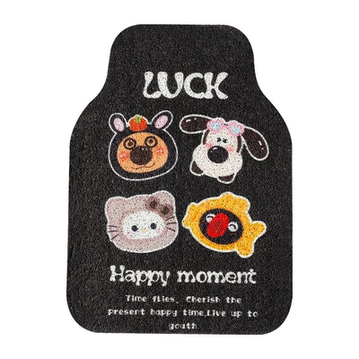 Avtomobil döşəmə paspasları – Cartoon cute animation car mat - luck-black-pepper-bear-wire-circle-foot-pad-front-1-64548cm-front-silk-circle