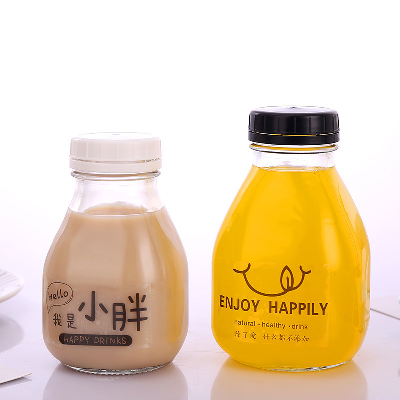 批发零售方锥饮料瓶 300ml奶茶泡茶瓶 500ml花茶饮料玻璃瓶果汁瓶