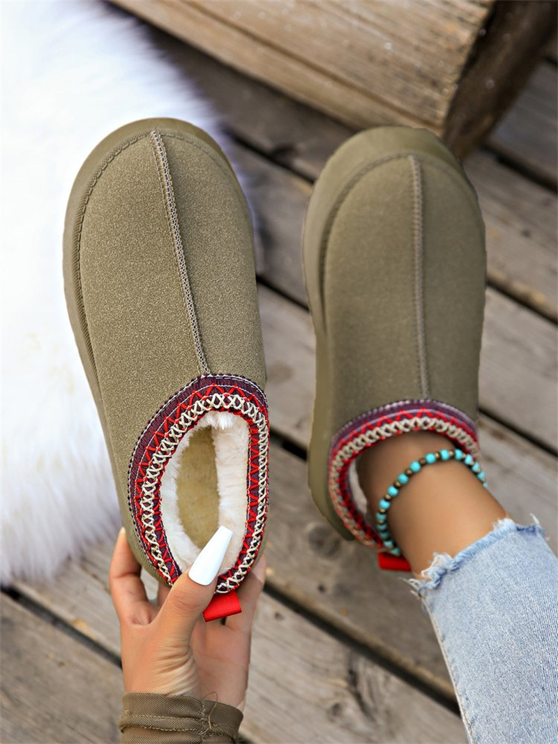 Comfortable Cotton Slippers For Women Warm Winter Half Slippers_voghion.com