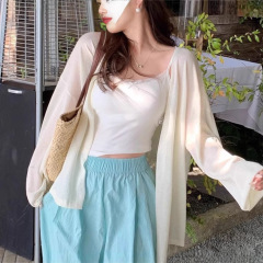 女性用日焼け止めカーディガン、薄手の夏用小中長丈エアコン付きブラウス、長袖トップス、日焼け止め服ジャケット