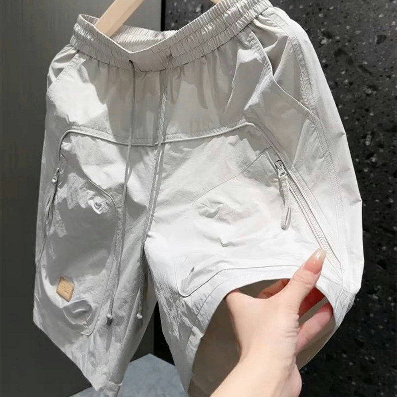 Men's Work Shorts for Summer, Stylish and Cool, Thin Sports Shorts with Elastic Waist, Loose Fit, Trendy