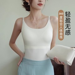 外国貿易クロスボーダーホットスタイルアイスシルクシームレスセクシーな美しいバックサスペンダーレディース夏薄いソリッドカラーボトミングベスト胸パッド付き