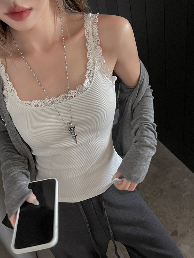 Lace silk summer tank top