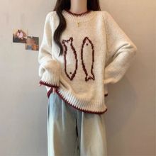 慵懒风软糯小鱼加厚毛衣女秋冬大码胖mm正肩针织衫韩系减龄上衣潮