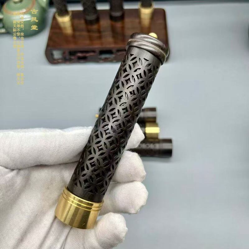 紫檀縦型香炉、中空縦型香炉、引き出し式香炉、黒檀香立て、香筒、香道具|undefined