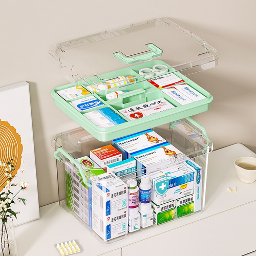 Transparent Medicine Box Storage Box Household First Aid Box Medicine Storage Box Multifunctional Medical Storage Box Wholesale