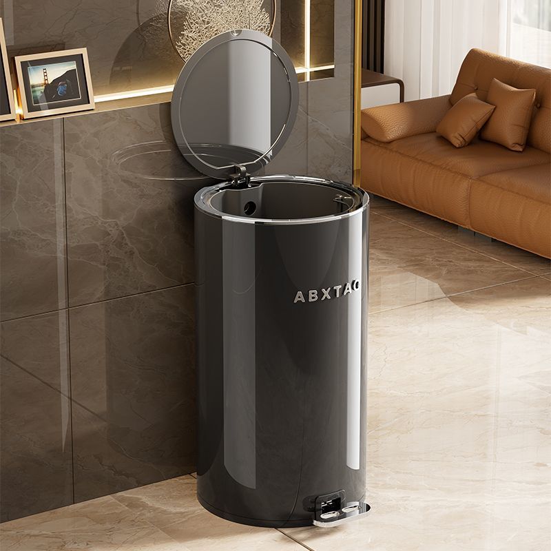 Large Metal Trash Can with Lid for Home Use, Foot Pedal, Suitable for Living Room, Kitchen, Bedroom, Bathroom, Light Luxury Style, High-End and Stylish