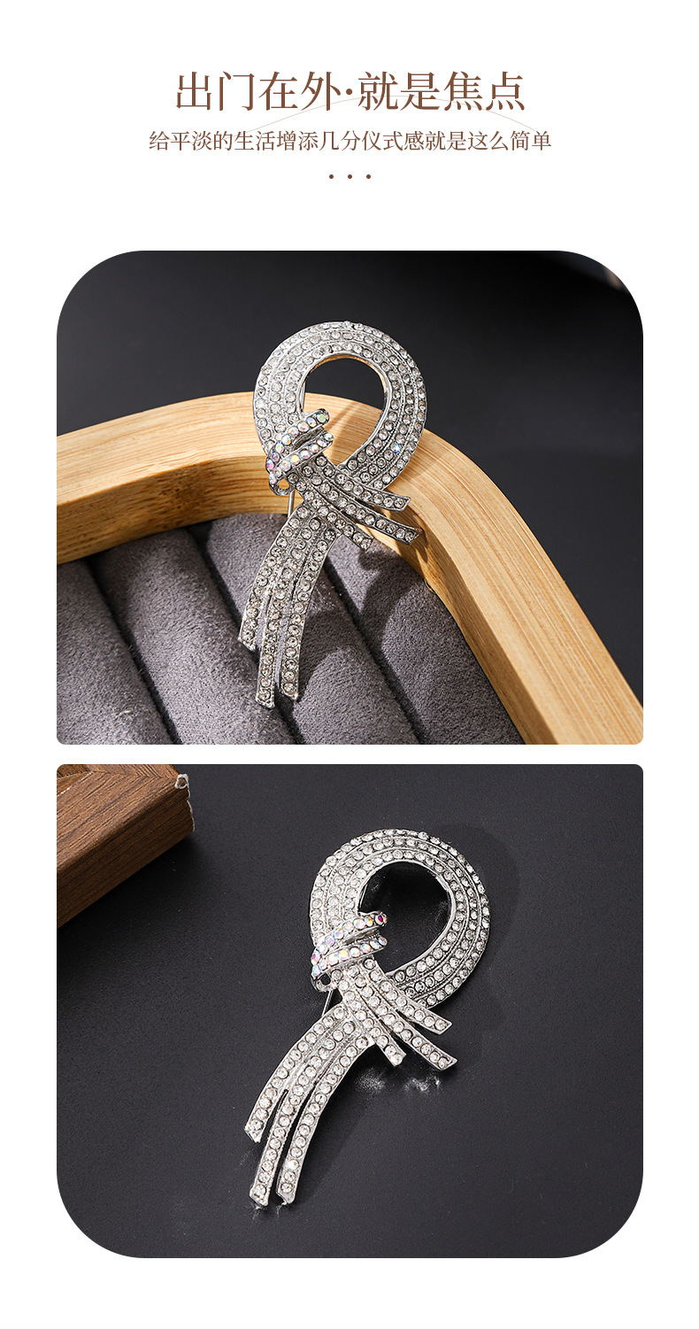 New Elegant Alloy Enamel Hollow Rope Bow Brooch Exquisite Women's Clothing Brooch Accessory Pin