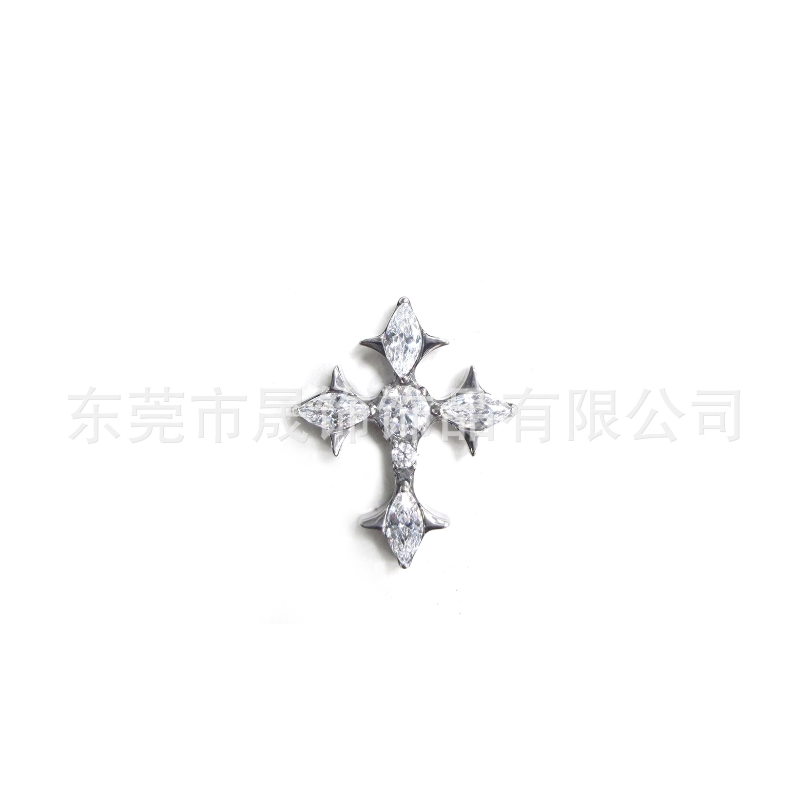 F136钛合金马眼锆石朋克鸢尾十字架唇钉耳钉 人体手工穿刺G23饰品