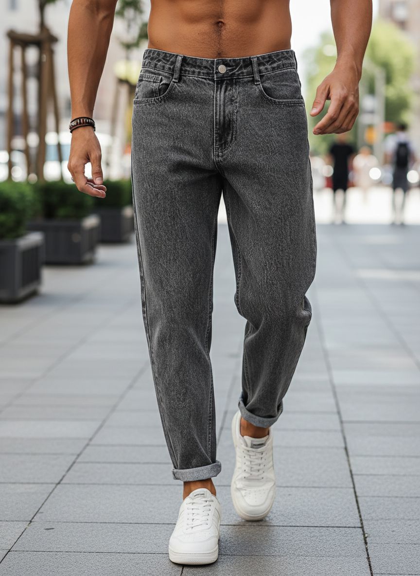 Jeans slim fit uomo pantalone in denim gamba dritta cotone_voghion.com