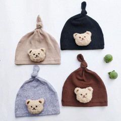 Korean baby cute cartoon bear single-knot fetal cap Internet celebrity children's spring and autumn male and female baby cute pullover chirp hat