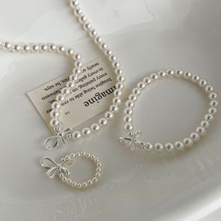 赛伊娜 Cute three dimensional necklace with bow, ring from pearl, silver 925 sample
