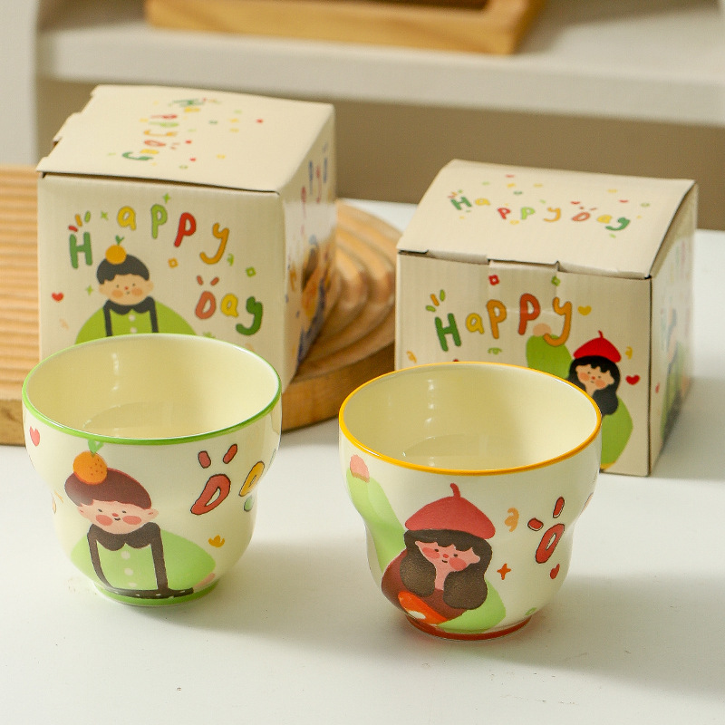 Día de San Valentín regalos de vacaciones de caricatura tazas de cerámica regalo de desayuno tazas de agua en caja para padres e hijos regalos