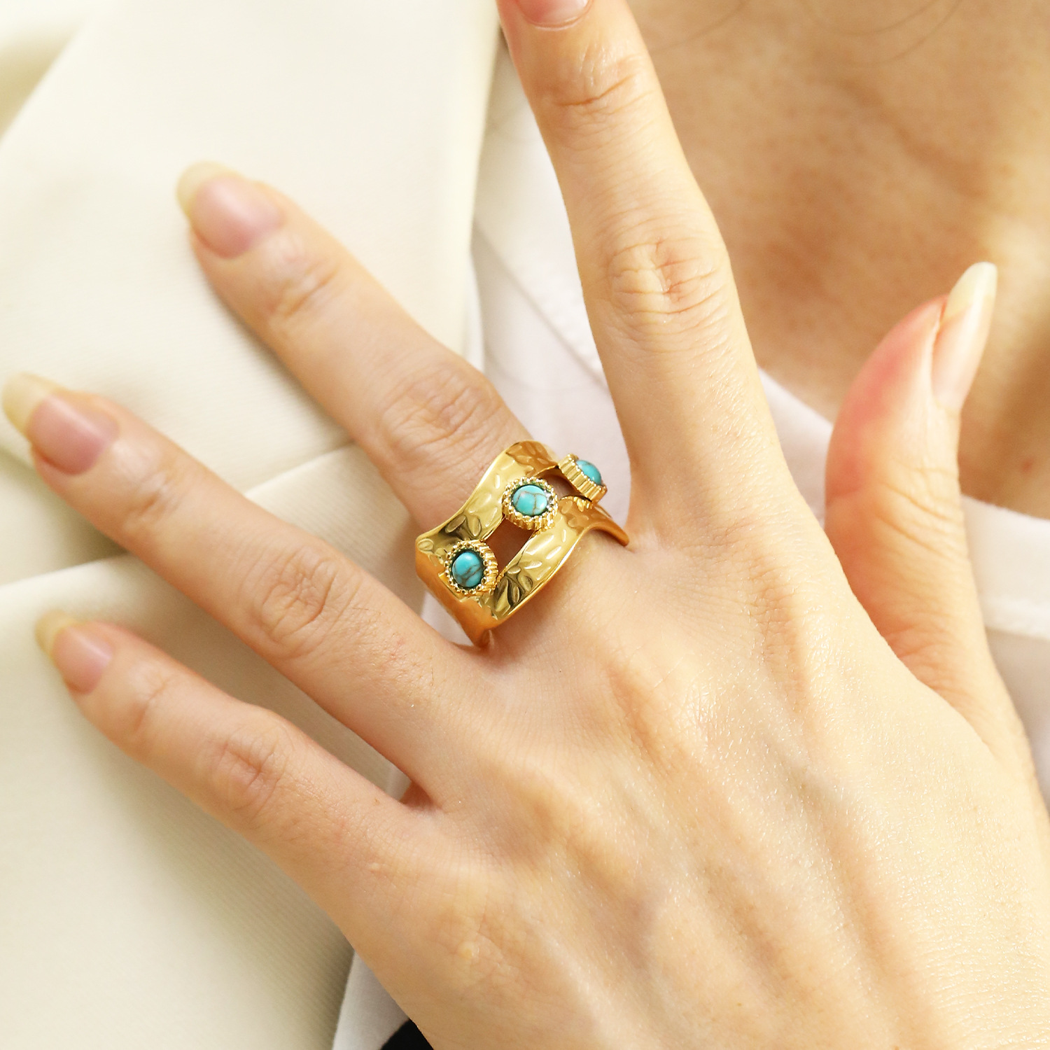 12g Weight Real Gold Plated Plating Material Open Rings Classification Adjustable Ring Size 1 Piece Quantity Casual, Daily Occasion 304 Stainless Steel Material Geometric, Color Block Pattern Women's Gender Vintage Style Style Waterproof Non Tarnish, Plating Craft Real Gold Plated Geometric Color Block 304 Stainless Steel Vintage Style Waterproof Non Tarnish Open Rings 6