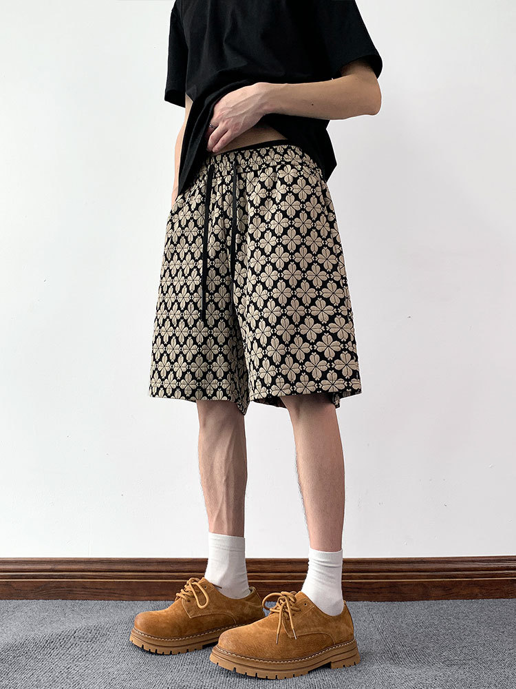 Herren Shorts Mit Hahnentrittmuster Vintage Stil Locker_voghion.com