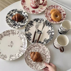 中古風陶磁器皿フランスレトロ森デザート皿サラダ皿朝食皿午後茶ケーキ皿皿皿