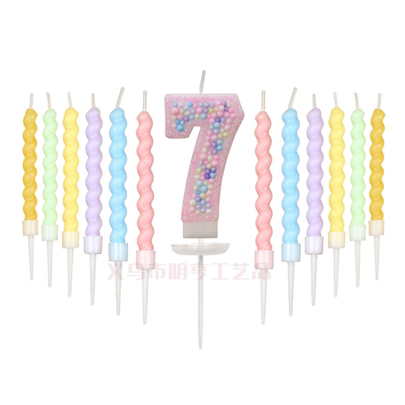 マカロンカラーボールねじキャンドルセット誕生日キャンドルクロスボーダーアマゾンカラーデジタルキャンドルケーキ装飾|undefined