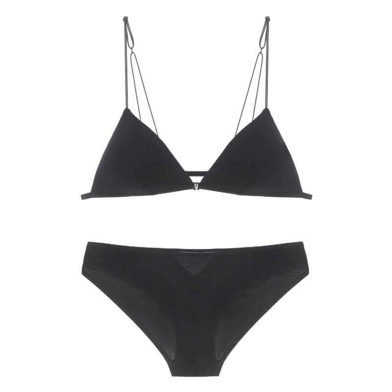 French Beautiful Back Intimates Front Button Bra Set Triangle Cup Young Ladies Student Bra No Steel Ring Sexy Export