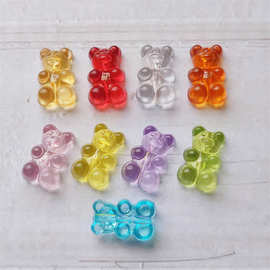 亚克力直孔小熊珠子 糖果色透明小熊串珠 发饰服饰耳环手链散珠材