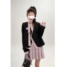 小众设计师女装早春新款法式复古黑色气质西装半裙显瘦两件套