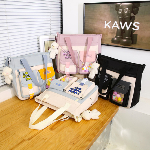 One-shoulder crossbody bag for women, large capacity, cute, artistic and fresh, student class portable book bag, high school college party backpack