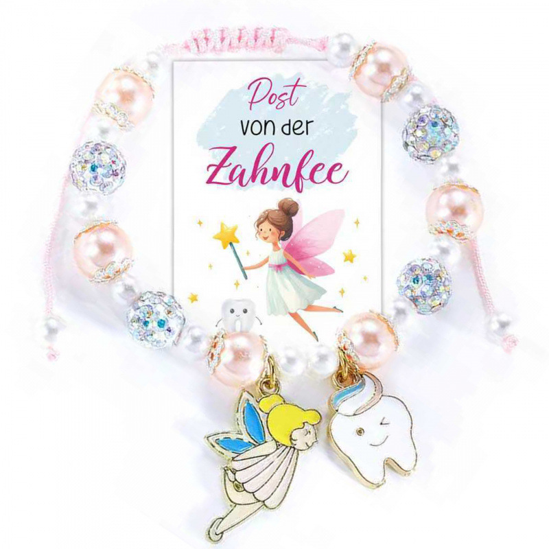 Zahnfee Fairy Bracelet Heart Knot Braided Diamond-Encrusted Pearl Bracelet for Children Zahnfee Fairy Bracelet Heart Knot Braided Diamond-Encrusted Pearl Bracelet for Children
