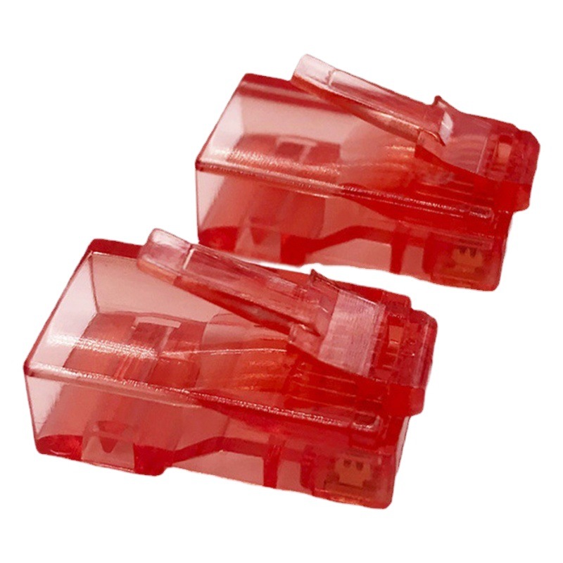 Accesorios de computadora al por mayor cabeza de cristal de color de cinco categorías chapada en oro cabeza de cristal de ocho núcleos conexión de cable de red RJ45 cabeza de cristal