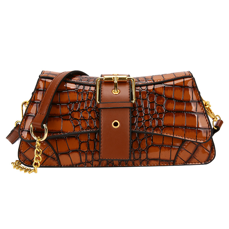 Bolso de la axila retro estilo de Hong Kong 2023 Verano nueva bolsa de la cadena transfronteriza textura hombro patrón de cocodrilo bolsa de mensajero de las mujeres