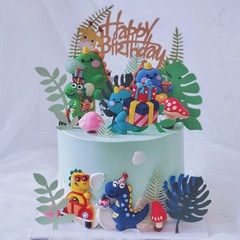 Forest Soft Rubber Dinosaur Birthday Cake Decoration Insert Card Plugin Cute Baby Little Dinosaur Ornament