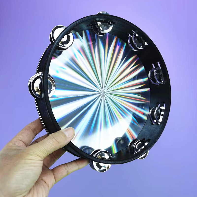 Banda de batería láser Acompañamiento 8 Instrumento de percusión Orff de 10 pulgadas Instrumento de rendimiento de jardín de infantes Pandereta láser de doble fila