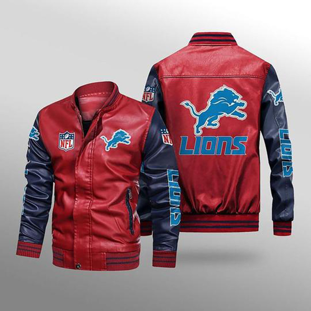 Chaqueta de cuero NFL gruesa impresa de tamaño grande primavera y otoño más chaqueta de locomotiva de hombre chaqueta de león chaqueta de cuero