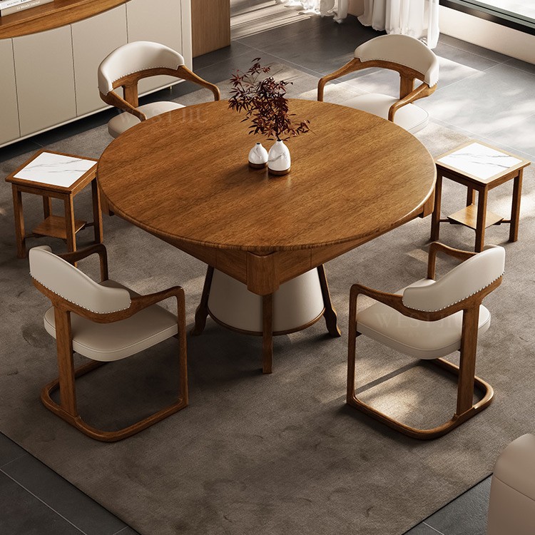 Máquina de mahjong de ala giratoria silenciosa de madera maciza mesa de comedor de doble uso nuevo escritorio multifuncional de mahjong de nogal norteamericano para uso doméstico automático