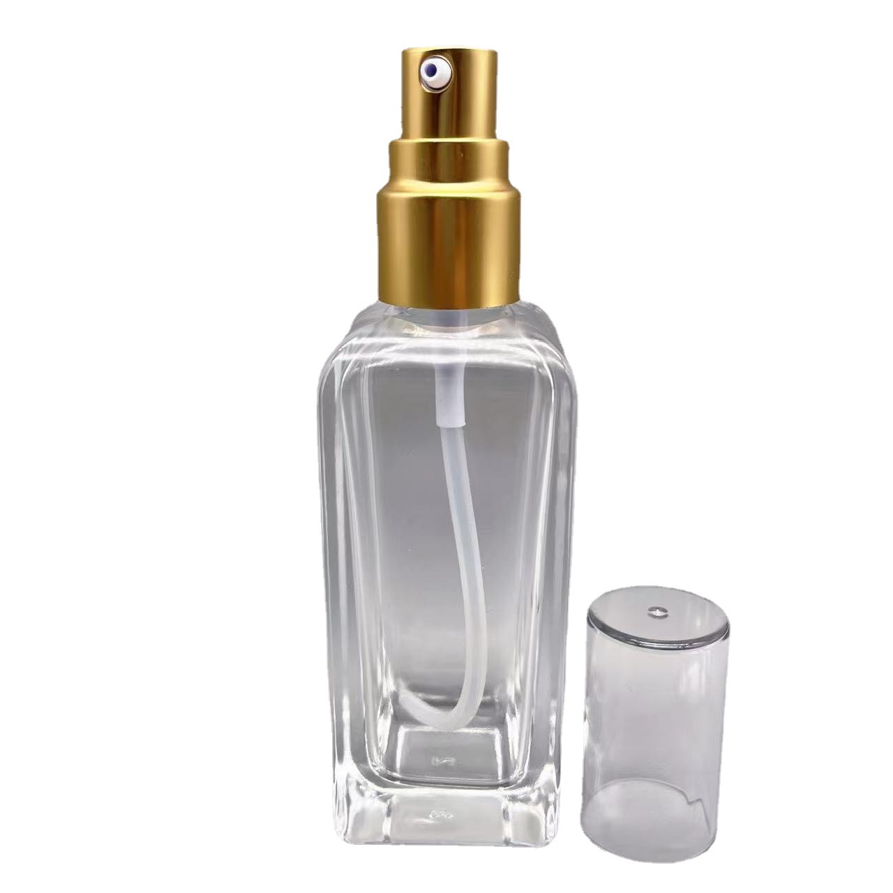 2022 nuevo en stock botella cuadrada 80ml presionando botella de vidrio botella cosmética cuidado del cabello esencia botella de aceite sub-botella