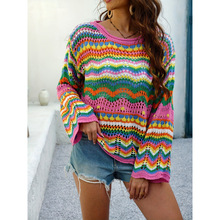 H 90242 Dopamine printed hollow sweater ��Ͱ�ӡ���ο�ë��ŷ
