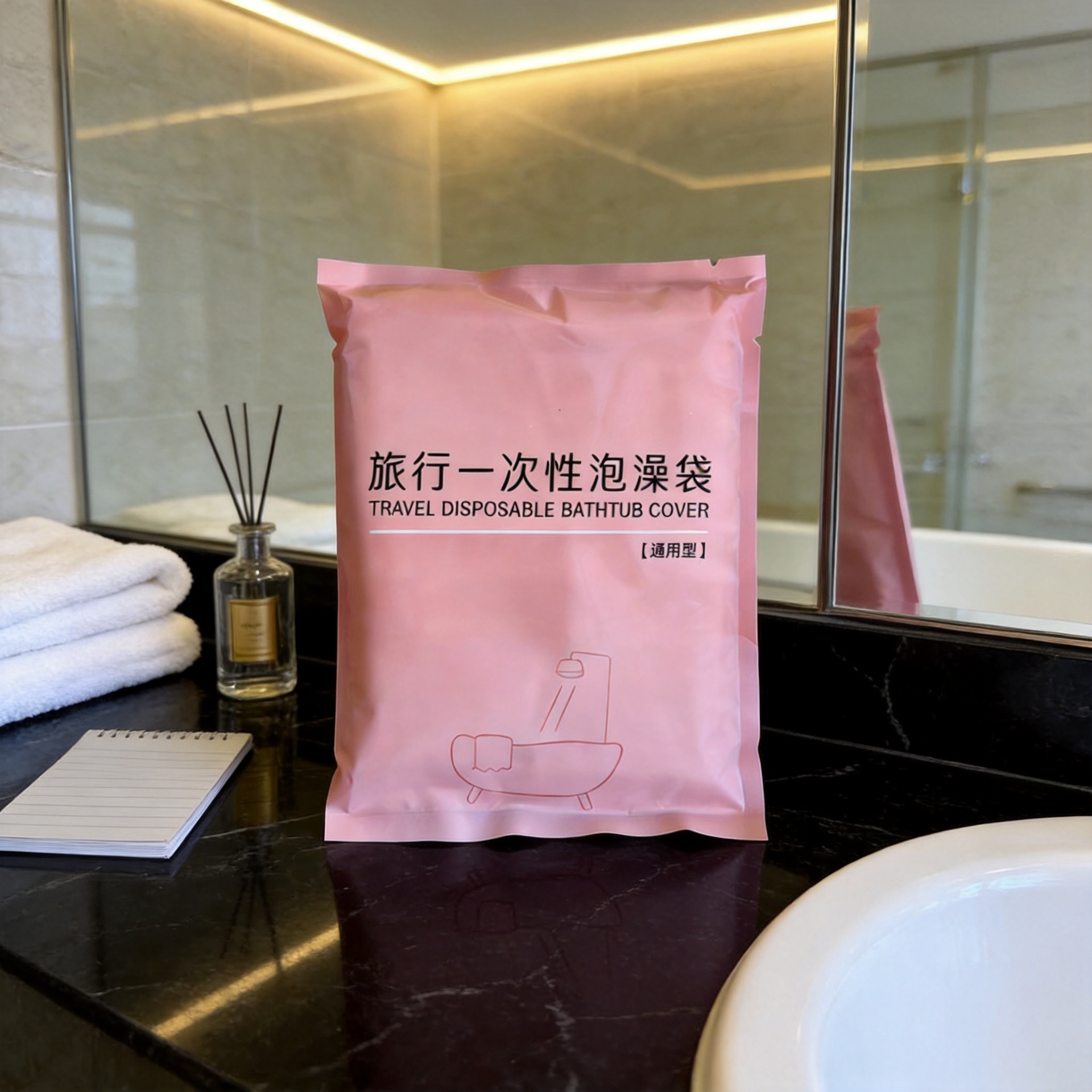 Disposable Bathtub Cover for Travel and Hotel Use, Thickened and Extra-Large, Essential Plastic Film for Soaking in the Bathtub and Bathing during Trips